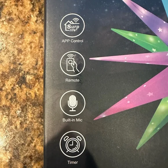 Monrovian Star Tree Topper Star Music Synch Change Colors App Controlled Timer - Picture 7 of 7